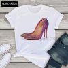 2021 Summer Short Sleeve Tee Shirt Femme Clothing Fashion Women Tshirt High Heel Shoes White T Shirt Tops Print Tshirt Female - Image 2