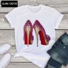 2021 Summer Short Sleeve Tee Shirt Femme Clothing Fashion Women Tshirt High Heel Shoes White T Shirt Tops Print Tshirt Female - Image 3