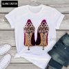 2021 Summer Short Sleeve Tee Shirt Femme Clothing Fashion Women Tshirt High Heel Shoes White T Shirt Tops Print Tshirt Female - Image 4
