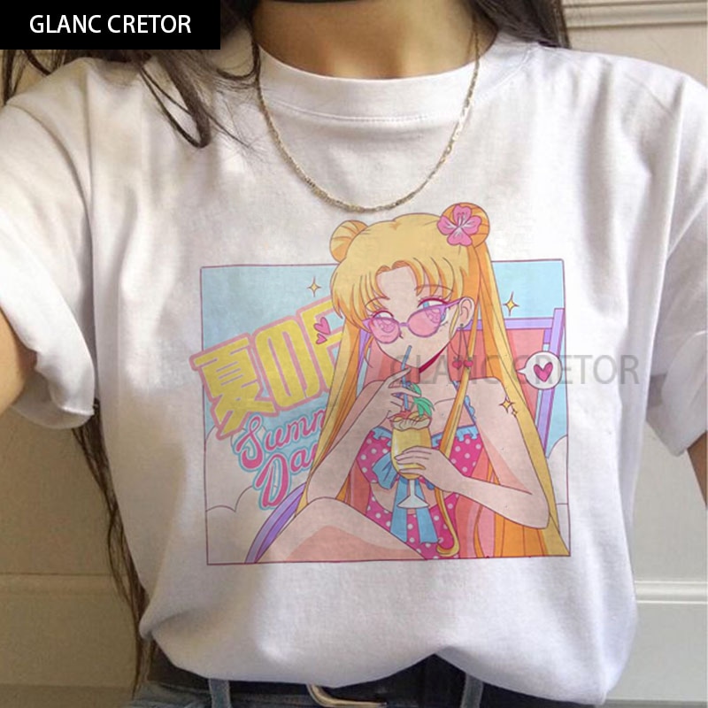 Sailor Moon 90s Funny Anime Printed T Shirts For Women HAesthetic Cat Anime  Girl, Arajuku Style, Cute Kawaii Female Clothes L231030 From Musuo01, $3.71