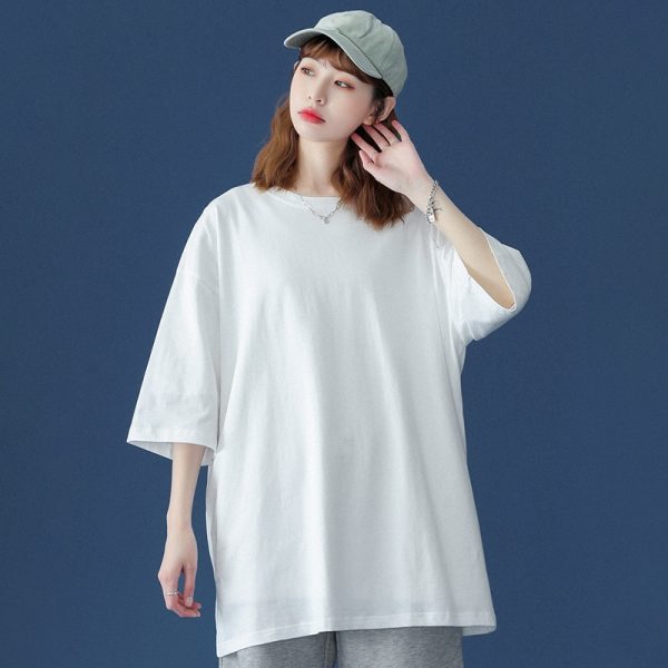Basic 100% Cotton T Shirt Women Summer New Oversized Solid Tees 7 Color Casual Loose Tshirt Korean O Neck Female Tops