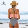 CUPSHE Pink and Stripe High Waisted Bikini Sets Sexy Tank Top Swimsuit Two Pieces Swimwear Women 2021 New Beach Bathing Suits - Image 2