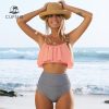 CUPSHE Pink and Stripe High Waisted Bikini Sets Sexy Tank Top Swimsuit Two Pieces Swimwear Women 2021 New Beach Bathing Suits - Image 3