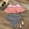CUPSHE Pink and Stripe High Waisted Bikini Sets Sexy Tank Top Swimsuit Two Pieces Swimwear Women 2021 New Beach Bathing Suits - Image 5