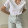 Hirsionsan 100% Cotton Summer T Shirt Women Soft Short Sleeve  V Neck Female Tees Basic Kintwear Tops Harajuku Tshirt for Ladies - Image 2