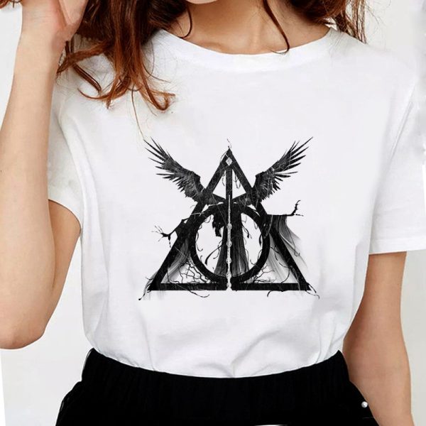New Fashion Three Brothers Tale Deathly Hallows Female T-shirt Funny T-shirts for Women Soft Cotton Casual White T shirt Tops