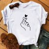 ZOGANKIN Women's T-shirt Short Sleeve T shirt Female Heart Gesture Print Black Shirts Girls Summer Fashion Clothes - Image 2