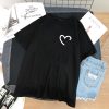 ZOGANKIN Women's T-shirt Short Sleeve T shirt Female Heart Gesture Print Black Shirts Girls Summer Fashion Clothes - Image 3