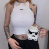 Sport Women Sleeveless Racerback Tshirts Crop Top OFF Letters Embroidery Ribbed Knit Slim Summer 2022 Bustier Streetwear - Image 3