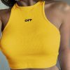Sport Women Sleeveless Racerback Tshirts Crop Top OFF Letters Embroidery Ribbed Knit Slim Summer 2022 Bustier Streetwear - Image 9