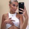 Sport Women Sleeveless Racerback Tshirts Crop Top OFF Letters Embroidery Ribbed Knit Slim Summer 2022 Bustier Streetwear - Image 5