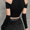 HOUZHOU Goth Black T-shirts Techwear Cyber Y2k Crop Top Kpop Harajuku Hippie Women Tee Gothic Dark E-girl Streetwear Tshirt Alt - Image 6